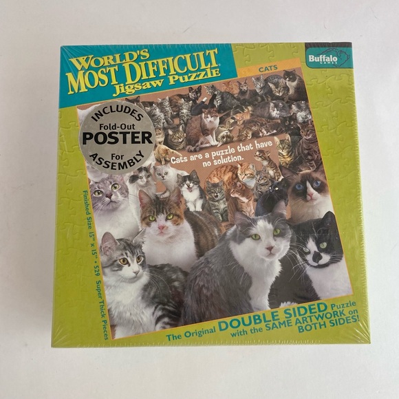 Buffalo Games World’s Most Difficult Jigsaw Puzzle Cats 500pc Doublesided - Picture 2 of 7